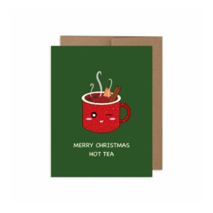 Angel + Hare Merry Christmas Hot Tea Greeting Card