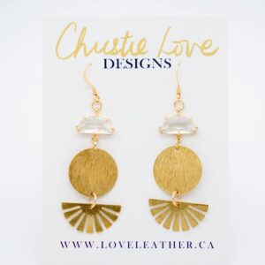 Love Leather - "Madeleine"-Brass statement earrings- Lead Free