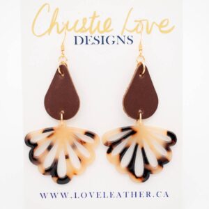 Love Leather - "Nicolette"-Tortoise and Leather earrings-Lead free