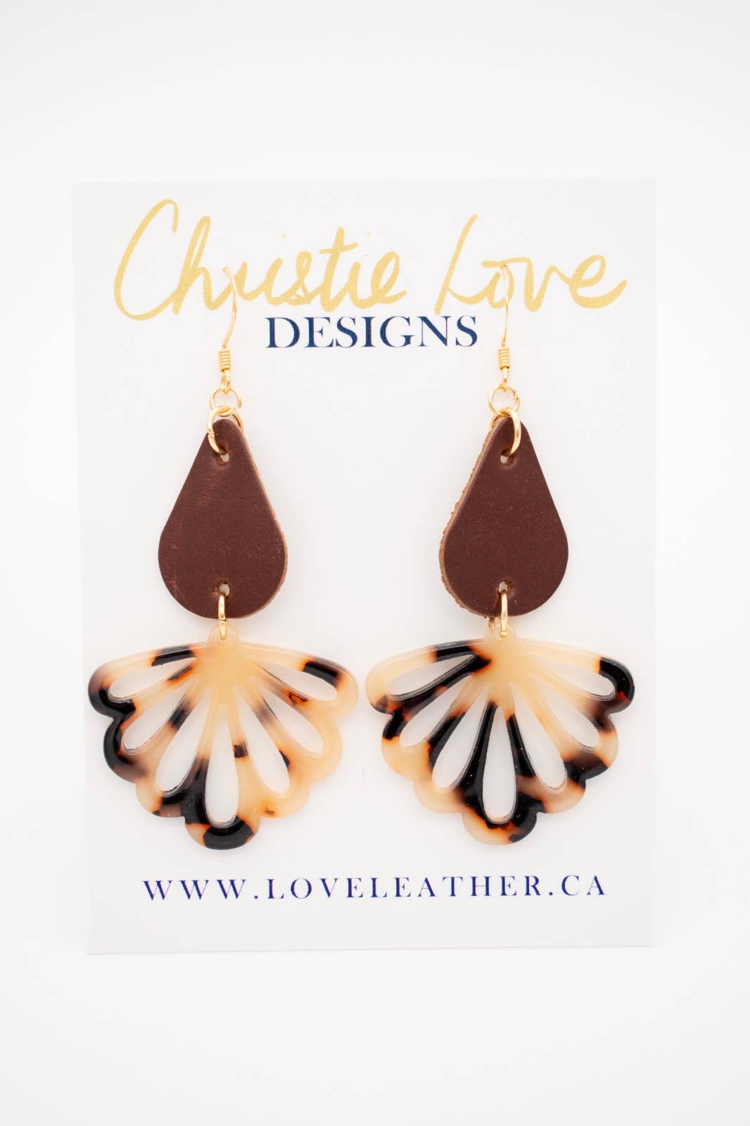 Love Leather - "Nicolette"-Tortoise and Leather earrings-Lead free