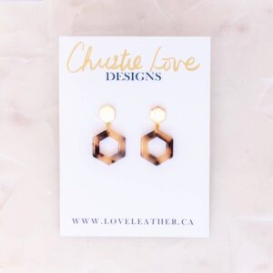 Love Leather - "Caroline"(Luxury) Gold& Light Brown Tortoise-Hypoallergenic