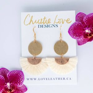 Love Leather - "Beatrice"-Brass statement earring—Lead free (White)