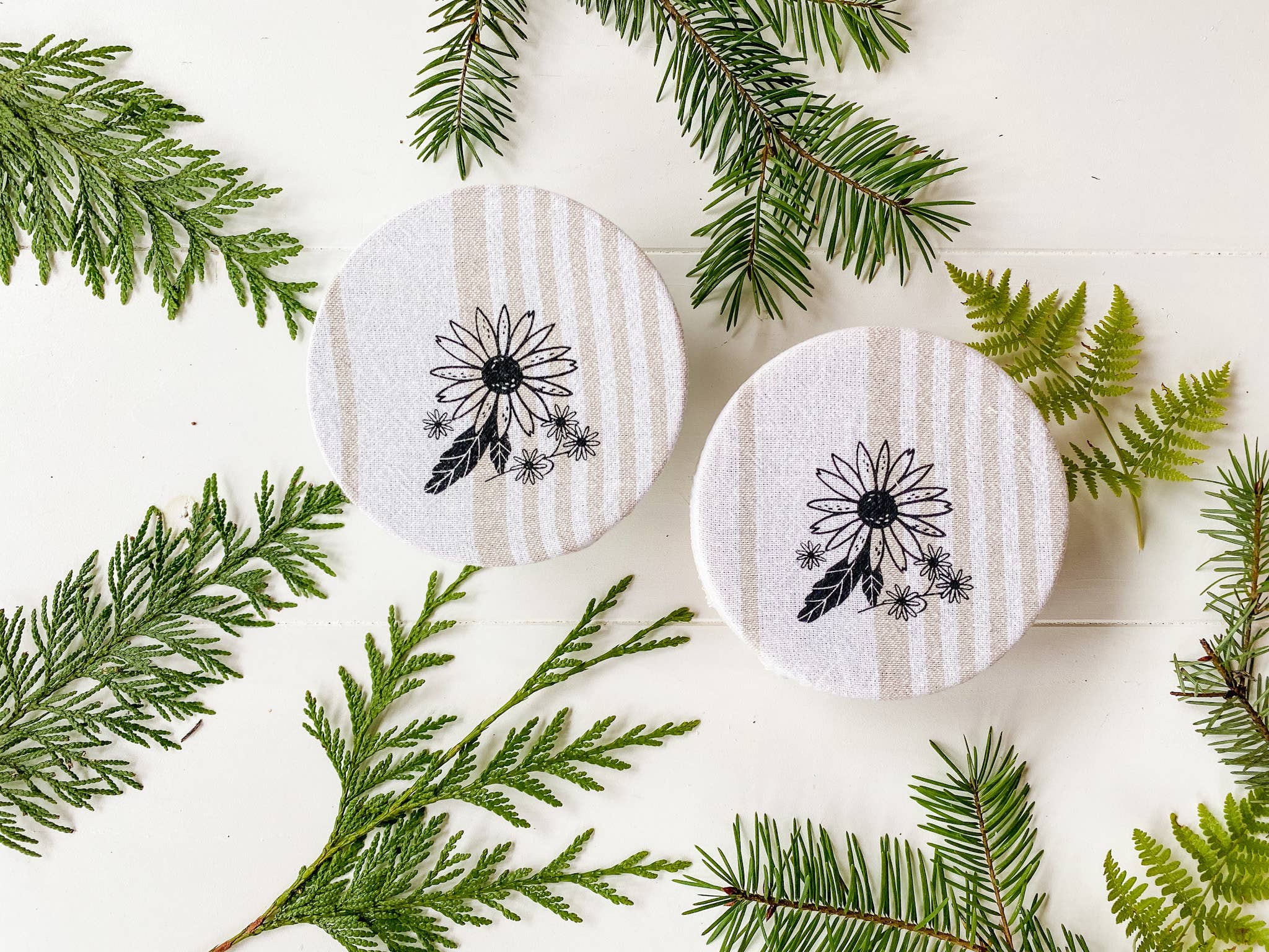 XYour Green Kitchen - Daisy mason jar cover set of 2 / Food storage /Mason jar