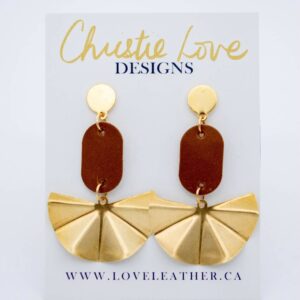Love Leather - "Helene"-Leather and Brass earrings- Hypoallergenic