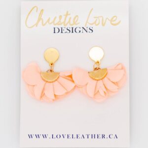 Love Leather - "Fleur"-Flower & Gold dangle earrings
