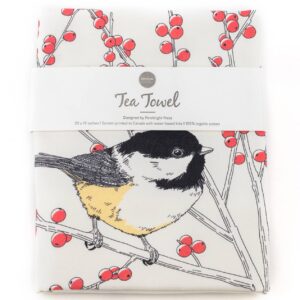Porchlight Press Letterpress - Tea Towel - Black-capped Chickadee