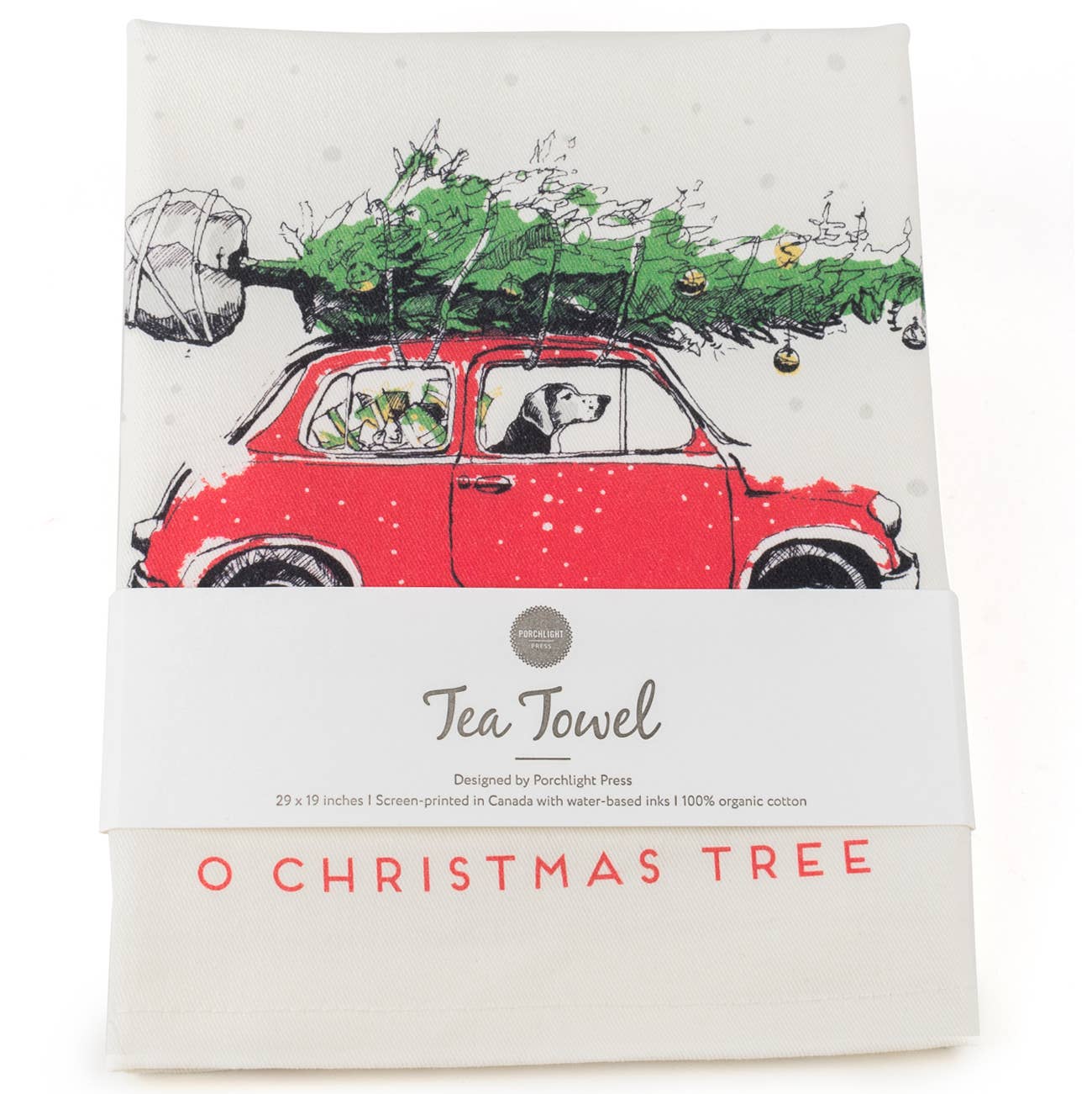 Porchlight Press Letterpress - Tea Towel - Xmas O Christmas Tree Holiday