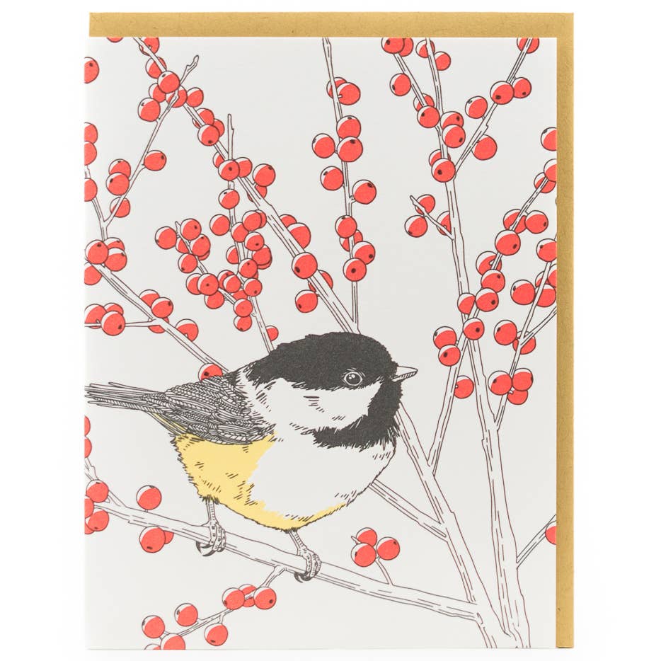 Porchlight Press Letterpress - Card - Black-capped Chickadee