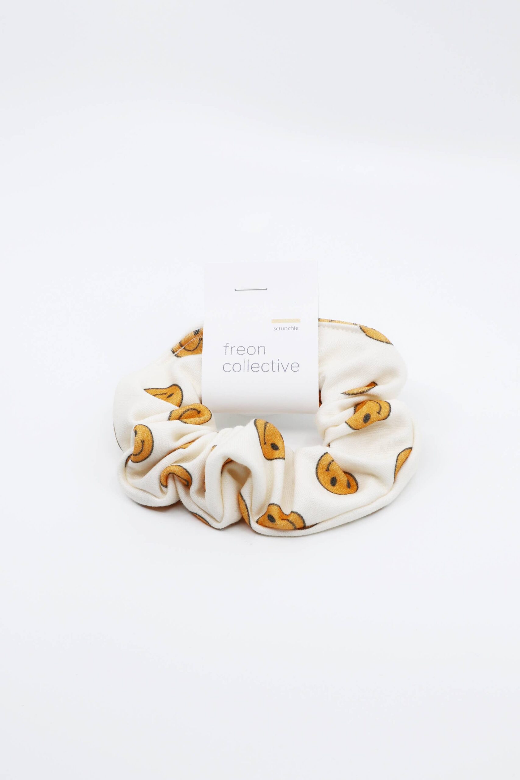 Freon Collective - Organic Cotton Hair Scrunchie - Yellow Smiley