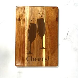 Genuine Gifting - Engraved Wood Board - Cheers! With Glasses