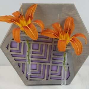 Wood Chip Decor - Wall Mounted Vase | Stylish Greenery | Grey Stain