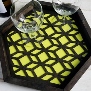 Wood Chip Decor - Geometric Serving Tray | Organize with Style | Green