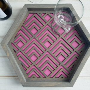 Wood Chip Decor - Geometric Serving Tray | Organize with Style | Pink