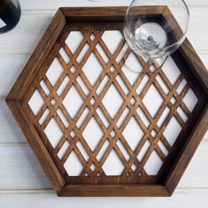 Wood Chip Decor - Geometric Serving Tray | Organize with Style | White
