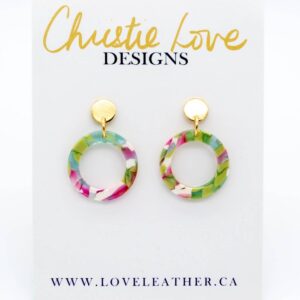 Love Leather - "Lucie"- Green, Pink, White and Gold, Hypoallergenic