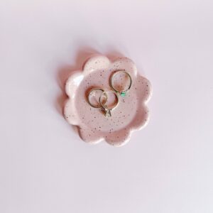 SarahBeePottery - The Mini Petal Ceramic Dish (Speckled Pink) | Made To Order
