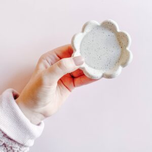SarahBeePottery - The Mini Petal Ceramic Dish (Speckled White) | Made To Order