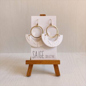 Saige Collective - Osiris - White Floral Clay Earrings