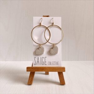 Saige Collective - Amour Hoops - Micro Nude Aztec Clay Earrings