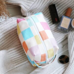 Freon Collective - Mini Makeup Bag - Pastel Grid