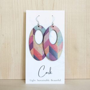 Plum Tree Handmade Goods - Herringbone Cork Earrings - Oval