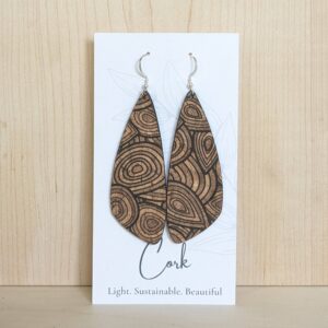Plum Tree Handmade Goods - Natural with Wood Grain Cork Earrings - Wing
