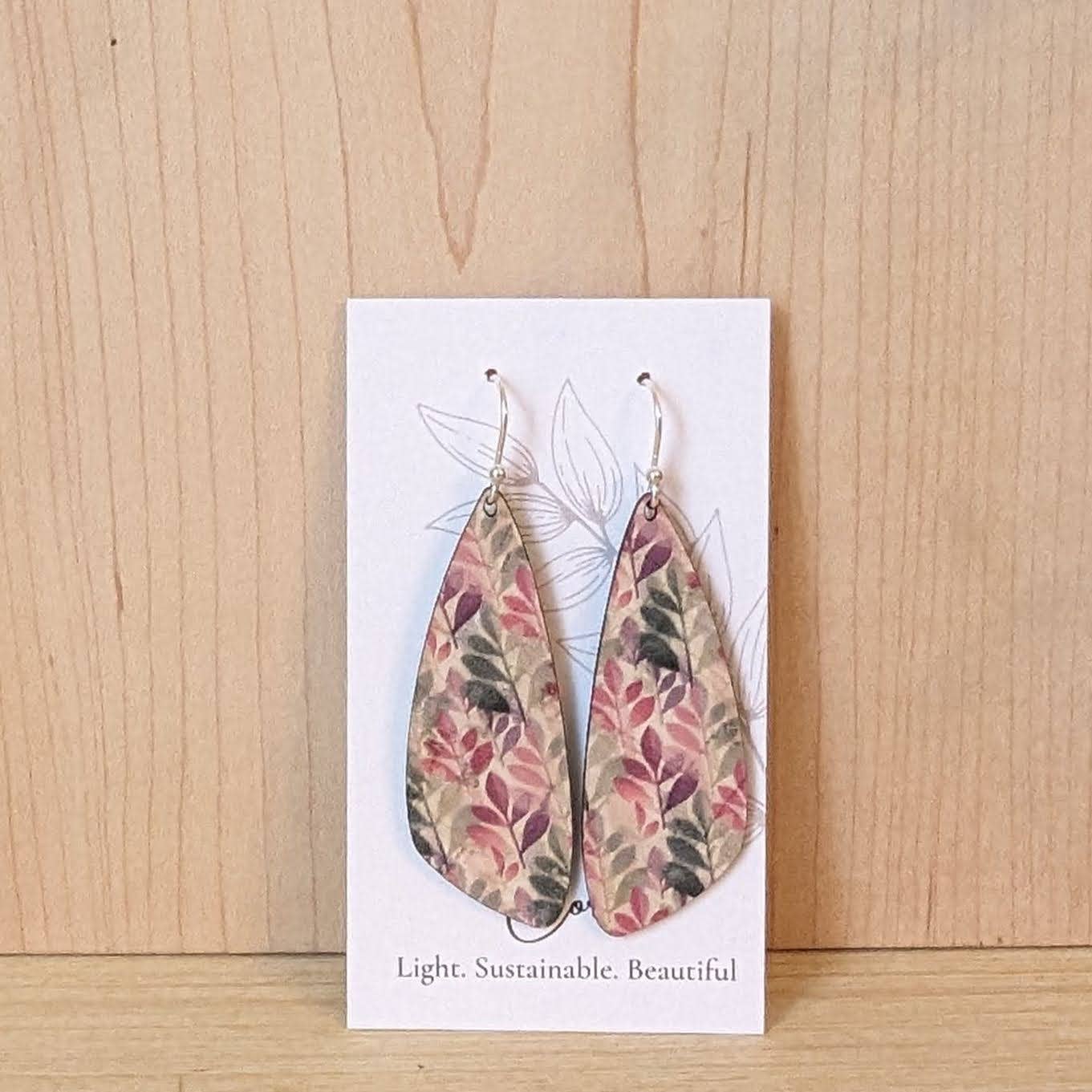 Hello Lovely Cork Co. - Green and Fuchsia Cork Earrings - Small Wing